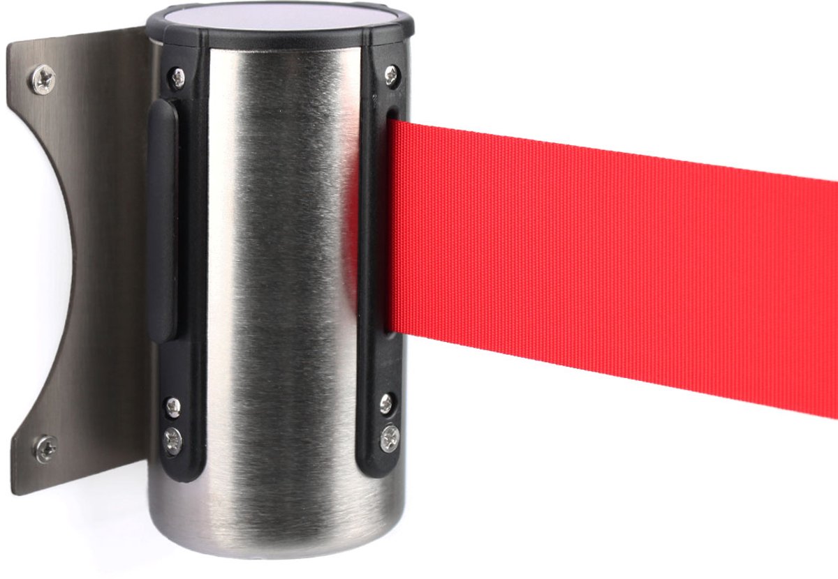   | Wandcassette met Trekband | Geborsteld Chroom - Rood